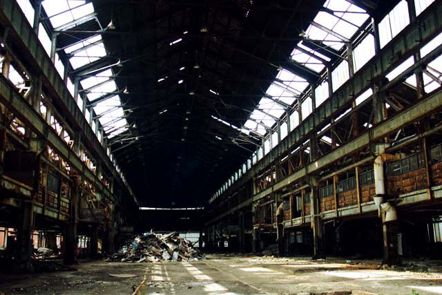 Looking inside a warehouse.